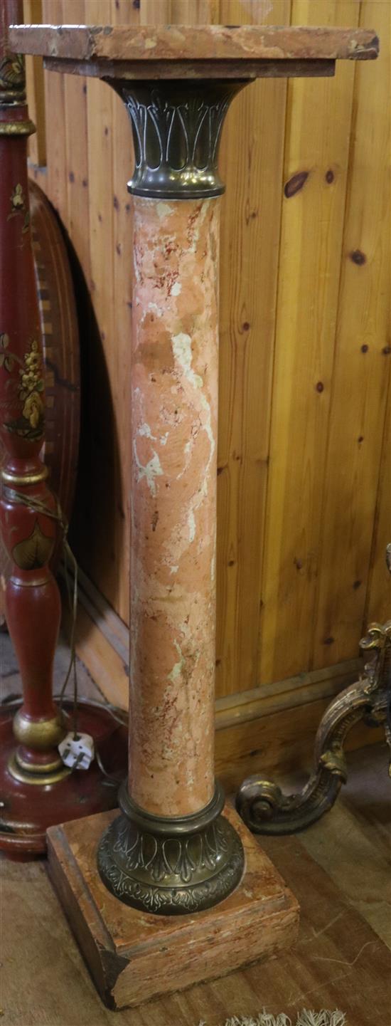 Rouge coloured single marble pedestal column(-)